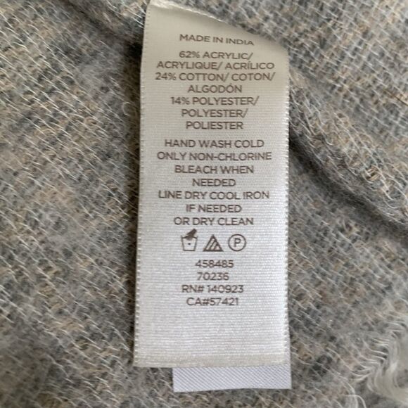 Ann Taylor Loft Kimono Cardigan Women's M/L Gray Multicolor Boho Striped Fringe - Picture 5 of 9